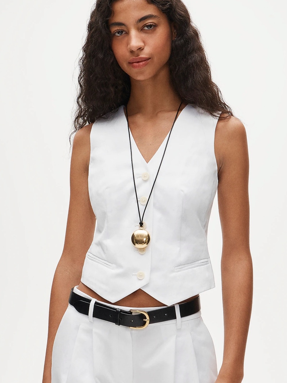 J.Crew Shrunken V-Neck Vest Top White Size 6 Tailored CT113